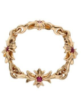 Chrome Hearts 22K Ring Tiny CH Plus Ruby Gold